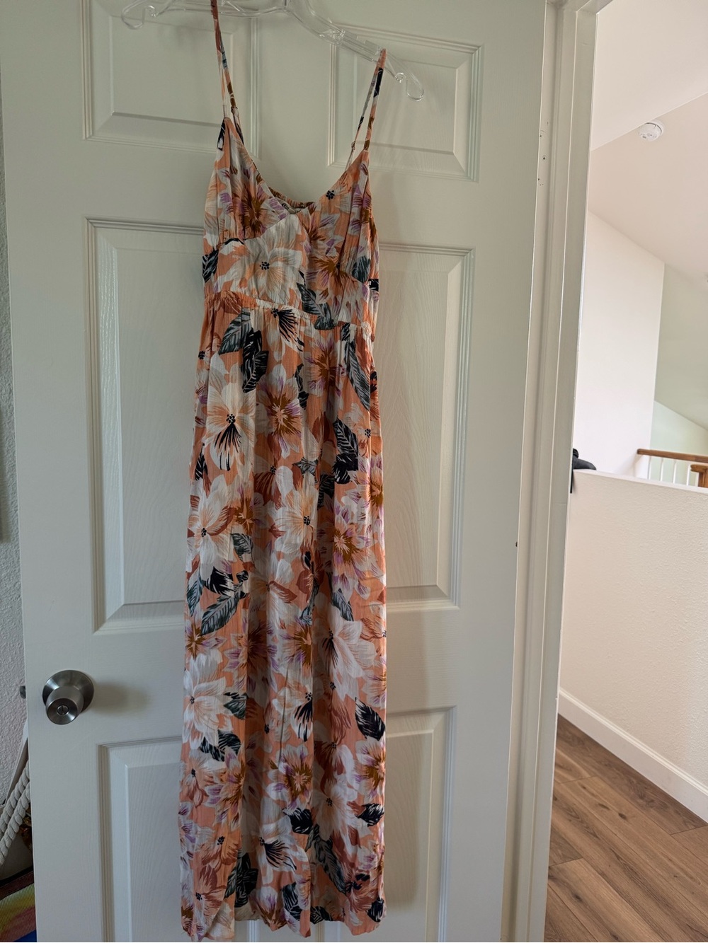 Rip Curl Peach Floral Spaghetti-Strap Maxi Dress